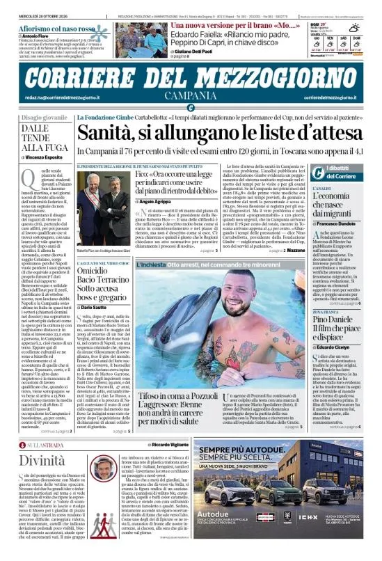 Prima-pagina-corriere del mezzogiorno-del-2026-10-28